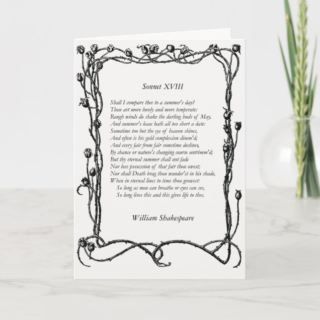 Sonnet # 18 by William Shakespeare Card (Front)