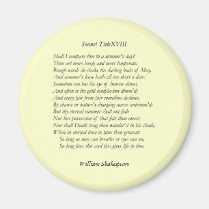 Sonnet # 18 by William Shakespeare Magnet