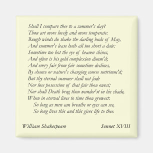 Sonnet # 18 by William Shakespeare Magnet
