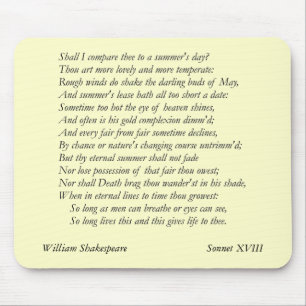 Sonnet # 18 by William Shakespeare Mouse Mat