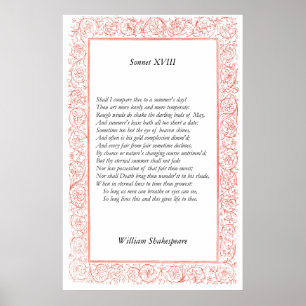 Sonnet # 18 by William Shakespeare Poster