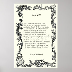 Sonnet # 18 by William Shakespeare Poster