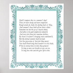 Sonnet # 18 by William Shakespeare Poster