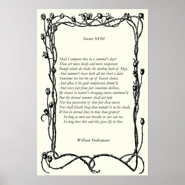 Sonnet # 18 by William Shakespeare Poster (Front)