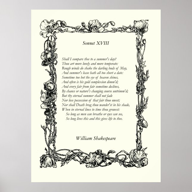 Sonnet # 18 by William Shakespeare Poster (Front)