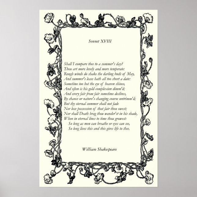 Sonnet # 18 by William Shakespeare Poster (Front)