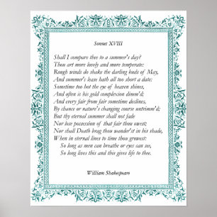 Sonnet # 18 by William Shakespeare Poster