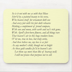 Sonnet # 21 by William Shakespeare Mouse Mat