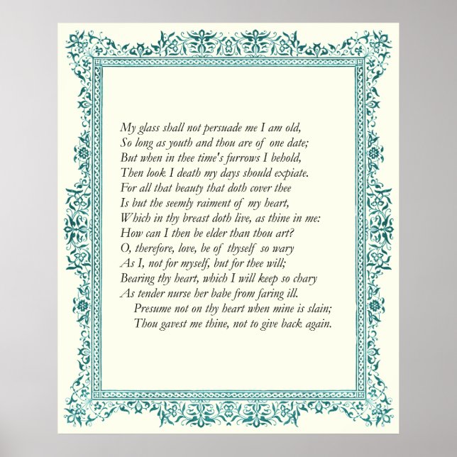 Sonnet # 22 by William Shakespeare Poster (Front)