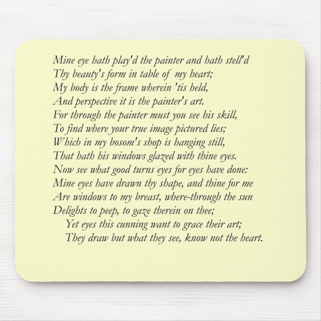 Sonnet # 24 by William Shakespeare Mouse Mat (Front)