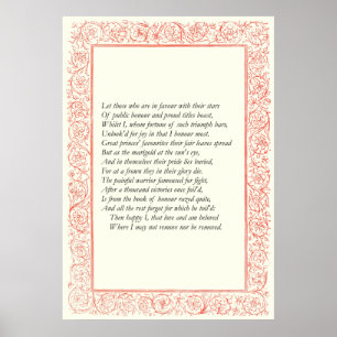 Sonnet # 25 by William Shakespeare Poster