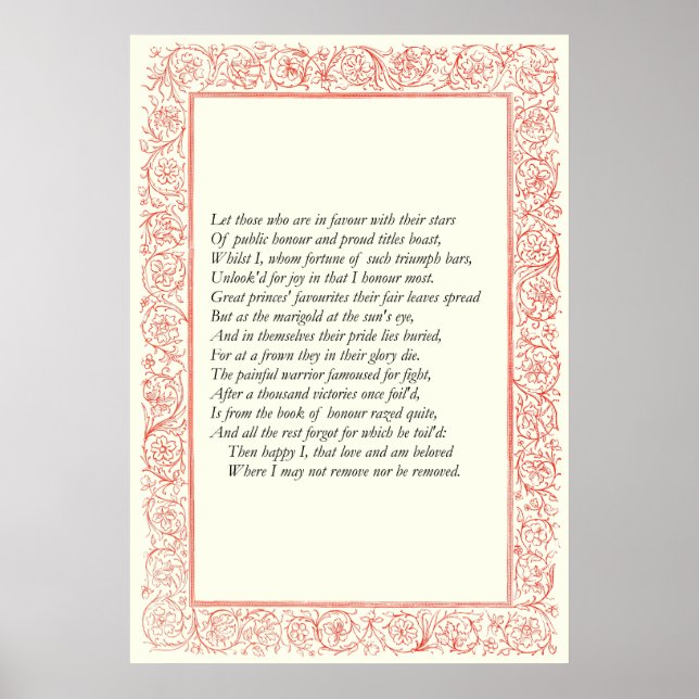 Sonnet # 25 by William Shakespeare Poster (Front)