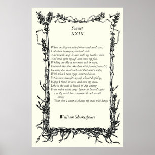 Sonnet # 29 by William Shakespeare Poster