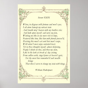 Sonnet # 29 by William Shakespeare Poster