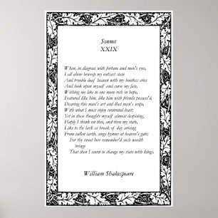 Sonnet # 29 by William Shakespeare Poster