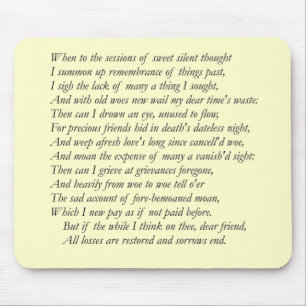 Sonnet # 30 by William Shakespeare Mouse Mat