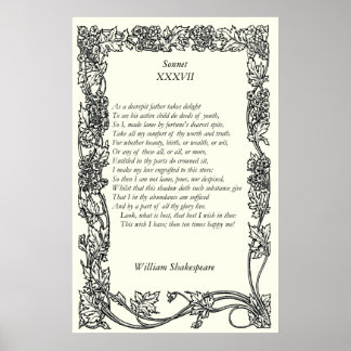 Sonnet # 37 by William Shakespeare Poster