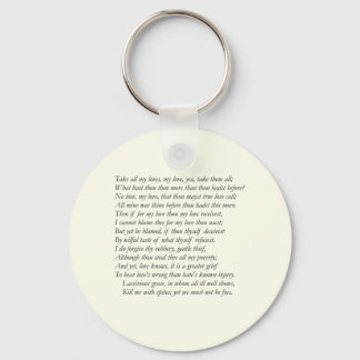 Sonnet # 40 by William Shakespeare Key Ring
