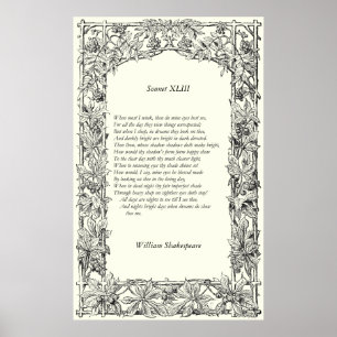 Sonnet # 43 by William Shakespeare Poster