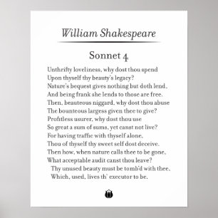 Sonnet 4 by William Shakespeare Poster