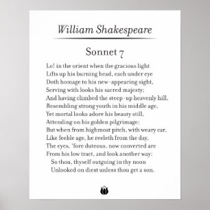 Sonnet 7 by William Shakespeare Poster