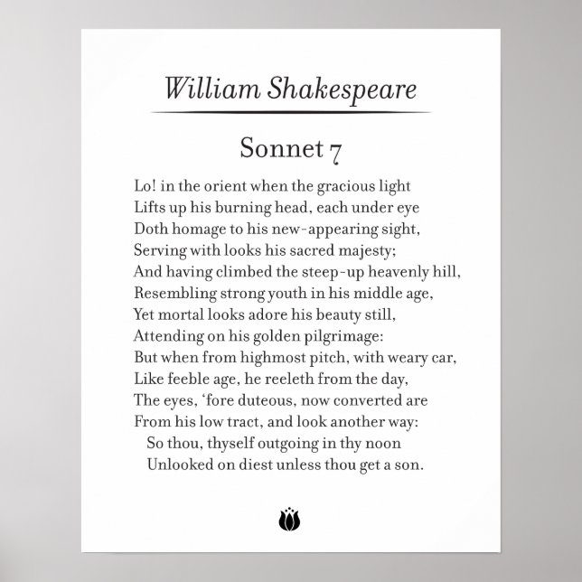Sonnet 7 by William Shakespeare Poster (Front)