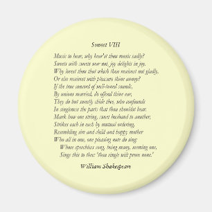 Sonnet # 8 by William Shakespeare Magnet