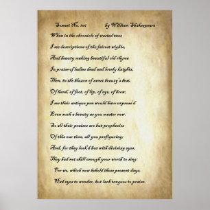 Sonnet No. 106 by William Shakespeare Poster
