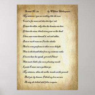 Sonnet No. 130 by William Shakespeare Poster