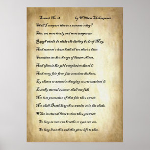 Sonnet No. 18 by William Shakespeare Poster