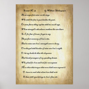 Sonnet No. 23 by William Shakespeare Poster