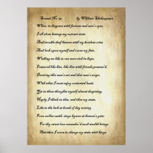 Sonnet No. 29 by William Shakespeare Poster