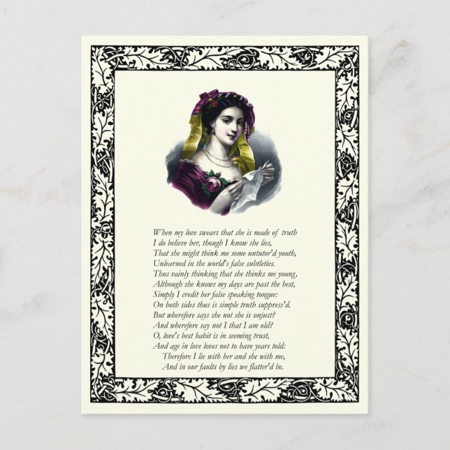 Sonnet Number 138 by William Shakespeare Postcard (Front)