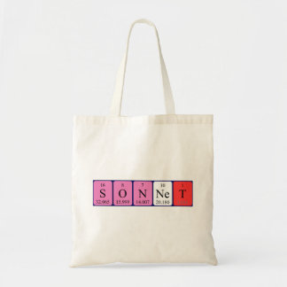 Sonnet periodic table name tote bag