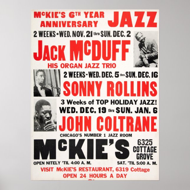 Sonny Rollins / John Coltrane / Jack McDuff Jazz Poster (Front)