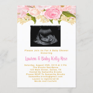 Sonogram Baby Shower Invitations, Baby Girl Shower Invitation
