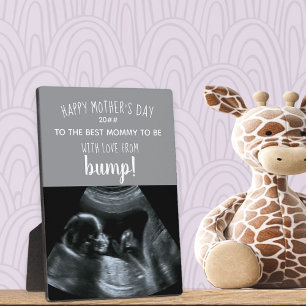 Sonogram Photo Grey and White Best Mummy to Be Plaque