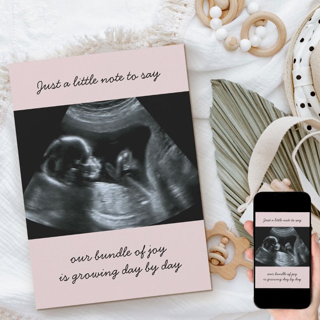 Sonogram Photo Pale Pink Pregnancy Announcement (Creator Uploaded)