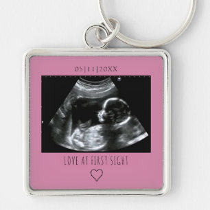 Sonogram Picture Photo Gift Baby Ultrasound Pink Key Ring