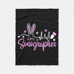 Sonographer Bunny Easter Sonography Ultrasound Tec Fleece Blanket