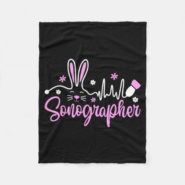 Sonographer Bunny Easter Sonography Ultrasound Tec Fleece Blanket (Front)