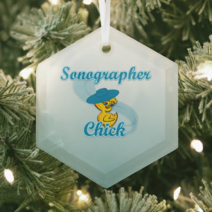 Sonographer Chick #3 Glass Tree Decoration