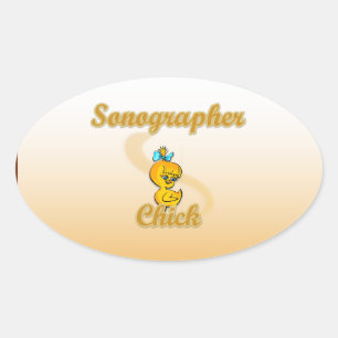 Sonographer Chick Oval Sticker