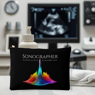 Sonographer-Colourful Ultrasound Waves Accessory Pouch