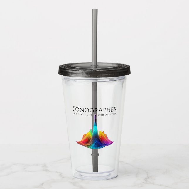 Sonographer-Colourful Ultrasound Waves Acrylic Tumbler (Front)