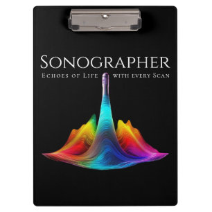Sonographer-Colourful Ultrasound Waves Clipboard