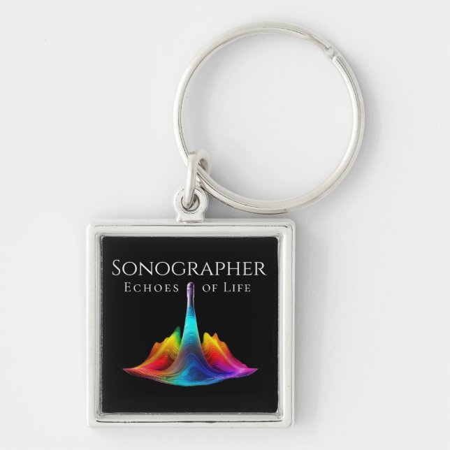 Sonographer-Colourful Ultrasound Waves Key Ring (Front)