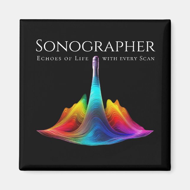 Sonographer-Colourful Ultrasound Waves Magnet (Front)