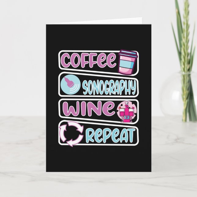 Sonographer Sonography Wine Coffee Card (Front)