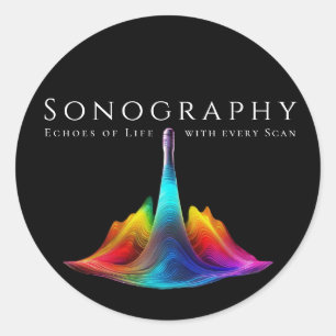 Sonography-Colourful Ultrasound Waves Classic Round Sticker